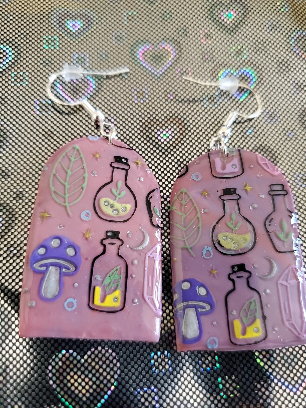 Handmade Potion & Mushroom Dangle Earrings